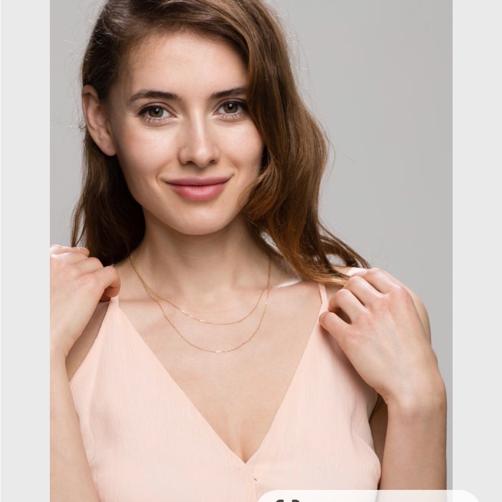 Rose gold thin dainty double layer necklace